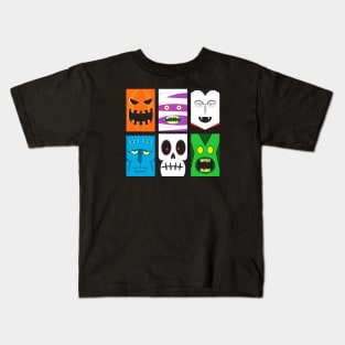 Cute Halloween Horror Faces Kids T-Shirt